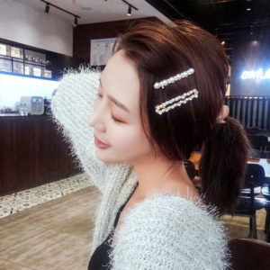 Fashion Hair Women Gold Plated Crystal Pearl Barrette Hairpin