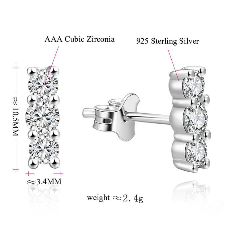 POL-PSS1255ES-Jewelry-Factory-Fashion-Simple-Tree-Stone-Cubic-Zirconia-Women-925-Sterling-Silver-Sparkling-Elegance-Stud-Earrings--1