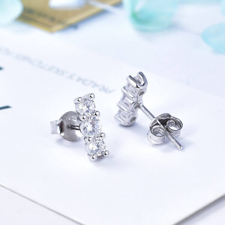 POL-PSS1255ES-Jewelry-Factory-Fashion-Simple-Tree-Stone-Cubic-Zirconia-Women-925-Sterling-Silver-Sparkling-Elegance-Stud-Earrings--3