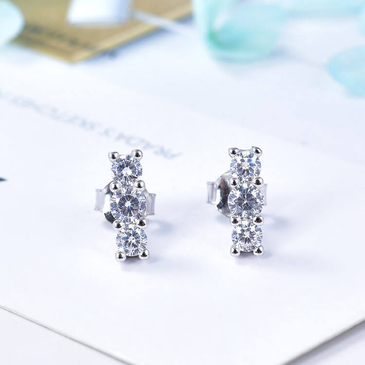 POL-PSS1255ES-Jewelry-Factory-Fashion-Simple-Tree-Stone-Cubic-Zirconia-Women-925-Sterling-Silver-Sparkling-Elegance-Stud-Earrings--4