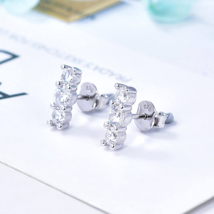 POL-PSS1255ES-Jewelry-Factory-Fashion-Simple-Tree-Stone-Cubic-Zirconia-Women-925-Sterling-Silver-Sparkling-Elegance-Stud-Earrings--5