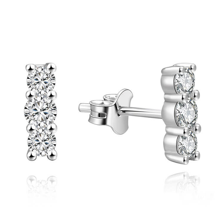 POL-PSS1255ES-Jewelry-Factory-Fashion-Simple-Tree-Stone-Cubic-Zirconia-Women-925-Sterling-Silver-Sparkling-Elegance-Stud-Earrings--6