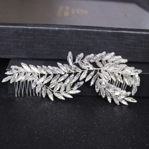 Fashionable Handmade Crystal Willow Leaf Bride Hair Comb