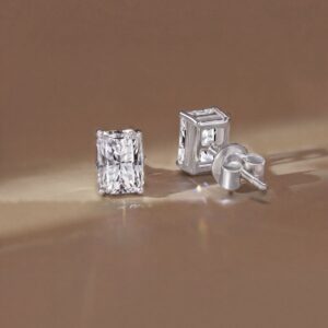 Aria emerald-cut 1ct moissanite stud earrings
